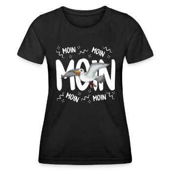Moin Moin Moin Norddeutschland Shirt Vogelfreund - T-shirt sport Femme - noir - Devant - AI Model Female 172 light (172cm)