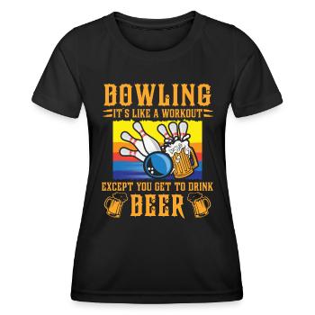 Bowling It ́s like Workout Bierfan Bowlingspieler - Women's Functional T-Shirt - black - Front - AI Model Female 172 light (172cm)