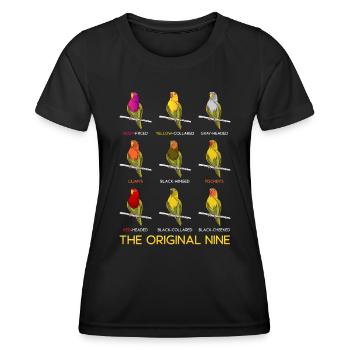 Love Birds Les neuf tourtereaux originaux Perroquet - T-shirt sport Femme - noir - Devant - AI Model Female 172 light (172cm)