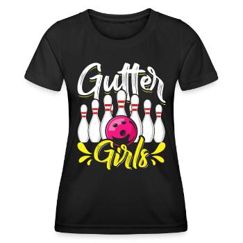 Bowling Damen Gutter Girls Shirt Bowler - Women's Functional T-Shirt - black - Front - AI Model Female 172 light (172cm)
