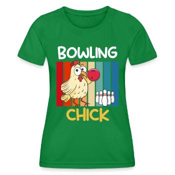 Bowling Huhn Bowlingspieler Frauen Bowlingbahn - Frauen Funktions-T-Shirt - Kelly Green - Vorne - AI Model Female 172 dark (172cm)
