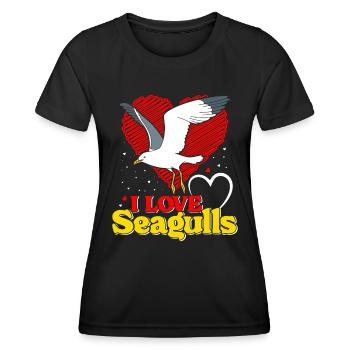 Mouettes J’adore Mouettes Mouettes Amateurs d’oiseaux - T-shirt sport Femme - noir - Devant - AI Model Female 172 light (172cm)