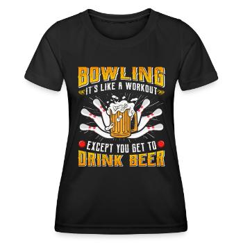 Bowling is like a Workout Biertrinker Bowler - Women's Functional T-Shirt - black - Front - AI Model Female 172 light (172cm)
