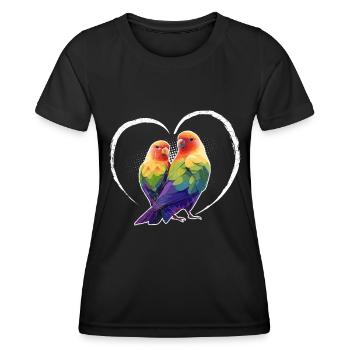 Oiseaux d’amour Tourtereaux Perroquet Fan Inséparable - T-shirt sport Femme - noir - Devant - AI Model Female 172 light (172cm)