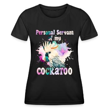 Kakaduu Serviteur personnel de mon cacatoès - T-shirt sport Femme - noir - Devant - AI Model Female 172 light (172cm)