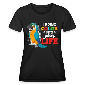 Aras I bring Color into your Life Macaw Parrot - Women's Functional T-Shirt - black - Front - AI Model Female 172 light (172cm)