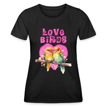 Les tourtereaux LOVE Bird Love Birds Lovebird - T-shirt sport Femme - noir - Devant - AI Model Female 172 light (172cm)