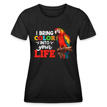 Aras I bring Color into your Life Macaw Parrot - Women's Functional T-Shirt - black - Front - AI Model Female 172 light (172cm)