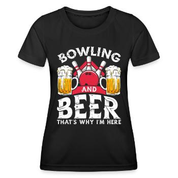 Bowling and Beer that ́s why I ́m here Bierfan - Women's Functional T-Shirt - black - Front - AI Model Female 172 light (172cm)