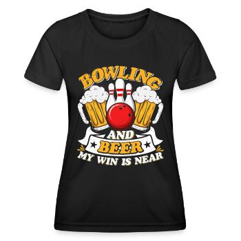 Bowling and Beer my Win is Near Biertrinker - Women's Functional T-Shirt - black - Front - AI Model Female 172 light (172cm)