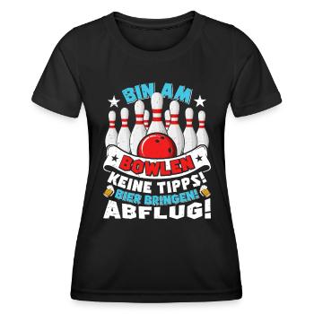 Bowling Bin am Bowlen Keine Tipps! Bier bringen! - Frauen Funktions-T-Shirt - Schwarz - Vorne - AI Model Female 172 light (172cm)