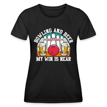 Bowling and Beer My Win is Near Bierfan - Women's Functional T-Shirt - black - Front - AI Model Female 172 light (172cm)