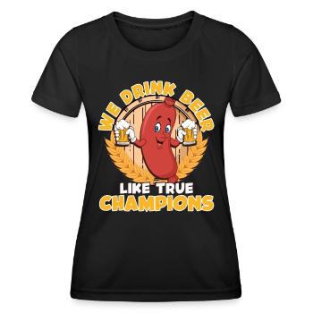 Bratwurst Biertrinker Buvez de la bière comme des champions - T-shirt sport Femme - noir - Devant - AI Model Female 172 light (172cm)