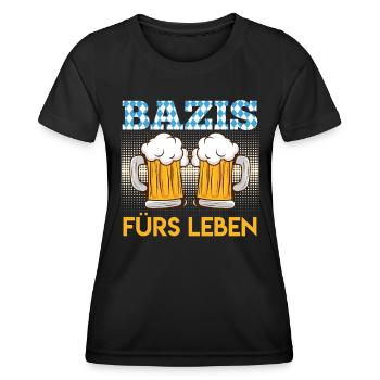 Bazis fürs Leben Biertrinker Bierkrug Bierfan - Frauen Funktions-T-Shirt - Schwarz - Vorne - AI Model Female 172 light (172cm)
