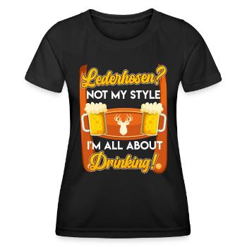 Lederhosn? Ned mei Gschmack Do zum Obfleagn! - Frauen Funktions-T-Shirt - Schwarz - Vorne - AI Model Female 172 light (172cm)