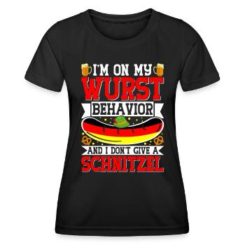 Deutschland On my Wurst Behavior Brezeln Bierfan - Frauen Funktions-T-Shirt - Schwarz - Vorne - AI Model Female 172 light (172cm)
