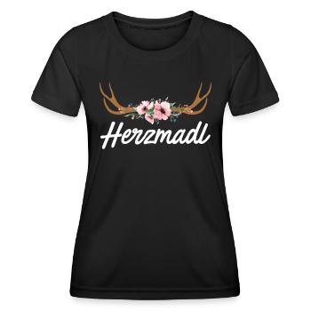 Bayerische Frauen Herzmadl Bayern Boarisch - Frauen Funktions-T-Shirt - Schwarz - Vorne - AI Model Female 172 light (172cm)