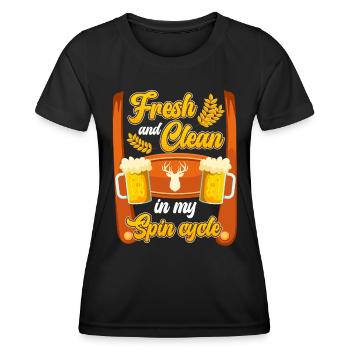 Bierfan Fresh and Clean is my Spin Cycle Bierkrug - Frauen Funktions-T-Shirt - Schwarz - Vorne - AI Model Female 172 light (172cm)