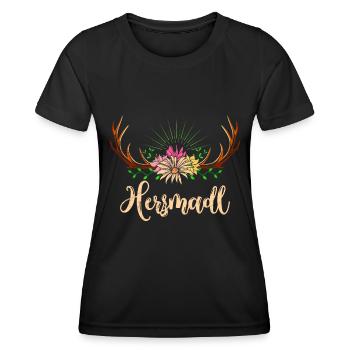 Herzmadl Bayerisches Mädchen Dirndl Shirt - Frauen Funktions-T-Shirt - Schwarz - Vorne - AI Model Female 172 light (172cm)
