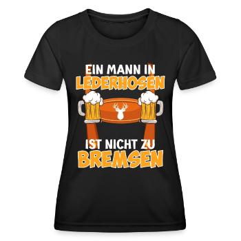 München Ein Mann in Lederhosen - Frauen Funktions-T-Shirt - Schwarz - Vorne - AI Model Female 172 light (172cm)