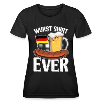 Wurst Shirt Ever Deutsches Essen Bratwurst - Frauen Funktions-T-Shirt - Schwarz - Vorne - AI Model Female 172 light (172cm)