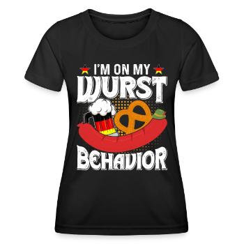 Deutschland On my Wurst Behavior Brezeln Bierfan - Frauen Funktions-T-Shirt - Schwarz - Vorne - AI Model Female 172 light (172cm)