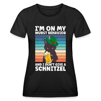 Deutsche Bratwurst I'm on my Wurst Behavior - Frauen Funktions-T-Shirt - Schwarz - Vorne - AI Model Female 172 light (172cm)