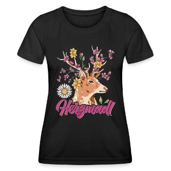 Herzmadl Trachten Shirt Frauen - Frauen Funktions-T-Shirt - Schwarz - Vorne - AI Model Female 172 light (172cm)