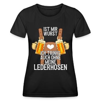 Bierfan Ist mir Wurst Trinke auch ohne Lederhosen - Frauen Funktions-T-Shirt - Schwarz - Vorne - AI Model Female 172 light (172cm)