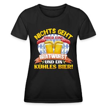 Bierfan Nichts geht über Bratwurst und kühles Bier - Frauen Funktions-T-Shirt - Schwarz - Vorne - AI Model Female 172 light (172cm)