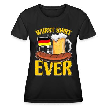 Wurst Shirt Ever Deutsches Essen Bratwurst - Frauen Funktions-T-Shirt - Schwarz - Vorne - AI Model Female 172 light (172cm)