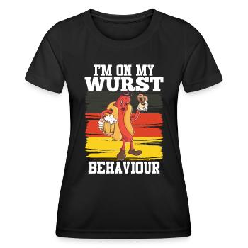 Deutschland I'm on my Bratwurst Behaviour - Frauen Funktions-T-Shirt - Schwarz - Vorne - AI Model Female 172 light (172cm)