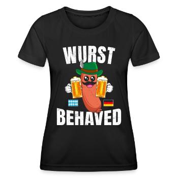Wurst Behaved Bratwurst Bierliebhaber Bayern - Frauen Funktions-T-Shirt - Schwarz - Vorne - AI Model Female 172 light (172cm)