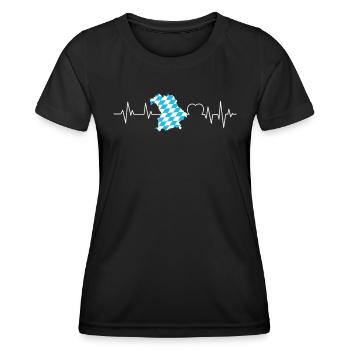 Free State of Bavaria Heart palpitations Bavarian flag - Women's Functional T-Shirt - black - Front - AI Model Female 172 light (172cm)