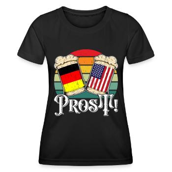 Prost! Deutschland Bierkrug USA - Frauen Funktions-T-Shirt - Schwarz - Vorne - AI Model Female 172 light (172cm)