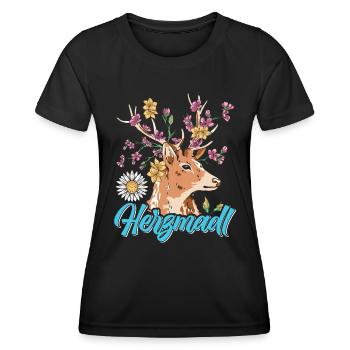 Herzmadl Trachten Shirt Frauen - Frauen Funktions-T-Shirt - Schwarz - Vorne - AI Model Female 172 light (172cm)