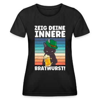 Deutschland Bierfan Zeig deine Innere Bratwurst - Frauen Funktions-T-Shirt - Schwarz - Vorne - AI Model Female 172 light (172cm)