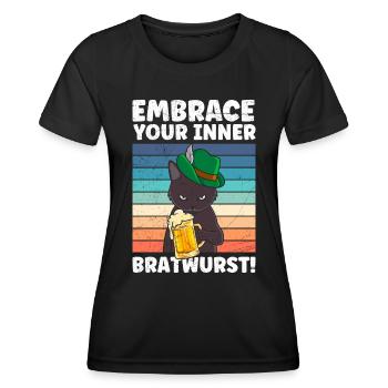 Allemagne Fan de bière Montrez votre saucisse intérieure - T-shirt sport Femme - noir - Devant - AI Model Female 172 light (172cm)