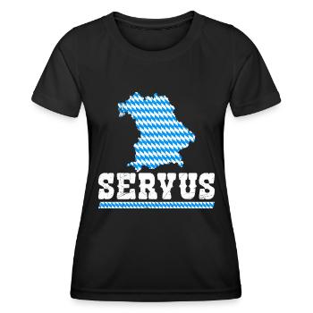 Bayerisch Servus Freistaat Bayern Blau Weiß - Women's Functional T-Shirt - black - Front - AI Model Female 172 light (172cm)