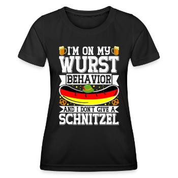 Allemagne Sur mon comportement Wurst Bretzels Fan de bière - T-shirt sport Femme - noir - Devant - AI Model Female 172 light (172cm)