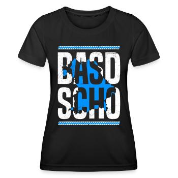 Basd Scho Boarisch Bavaria Flag Bavière Blanc Bleu - T-shirt sport Femme - noir - Devant - AI Model Female 172 light (172cm)