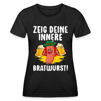 Deutschland Bierfan Zeig deine Innere Bratwurst - Frauen Funktions-T-Shirt - Schwarz - Vorne - AI Model Female 172 light (172cm)
