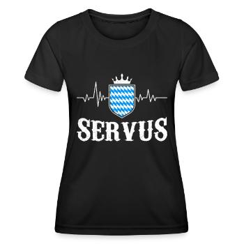 Bayerisch Servus Freistaat Bayern Blau Weiß - Women's Functional T-Shirt - black - Front - AI Model Female 172 light (172cm)
