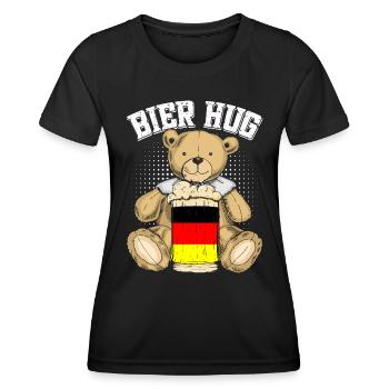 Bière Hug Allemagne Amateur de bière Ours en peluche - T-shirt sport Femme - noir - Devant - AI Model Female 172 light (172cm)