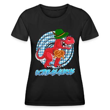 Oktobasaurus Rex Dinosaur Pretzel - Women's Functional T-Shirt - black - Front - AI Model Female 172 light (172cm)