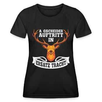 Volksfest A Gscheider Auftritt in Ersatz Tracht - Frauen Funktions-T-Shirt - Schwarz - Vorne - AI Model Female 172 light (172cm)
