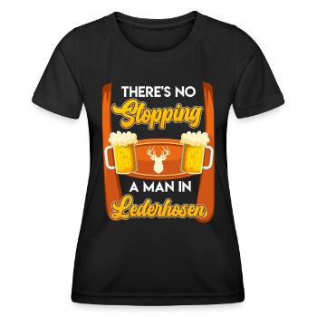 München Ein Mann in Lederhosen - Frauen Funktions-T-Shirt - Schwarz - Vorne - AI Model Female 172 light (172cm)