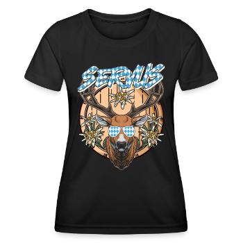 Servus Bayern Weiß Blau München Shirt Bayer - Frauen Funktions-T-Shirt - Schwarz - Vorne - AI Model Female 172 light (172cm)