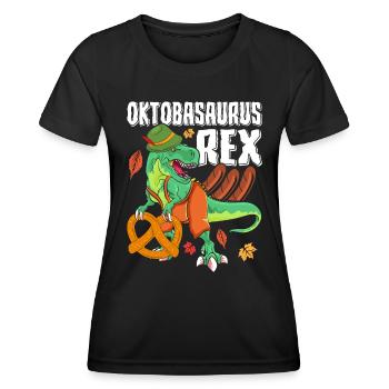Oktobasaurus Rex Dinosaur Pretzel - Women's Functional T-Shirt - black - Front - AI Model Female 172 light (172cm)