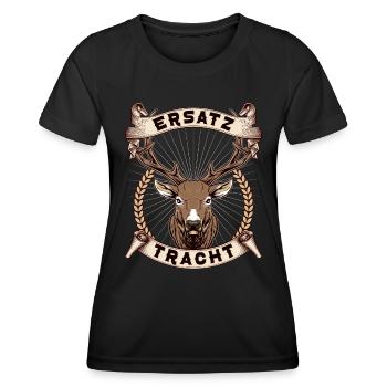 Ersatz Tracht Lederhose Herbstfest - Frauen Funktions-T-Shirt - Schwarz - Vorne - AI Model Female 172 light (172cm)